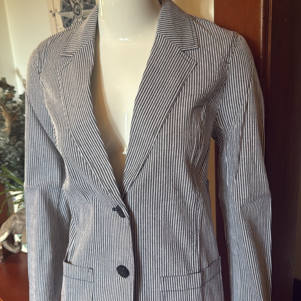 NWT northern reflections size small cotton blue Striped Blazer Jacket